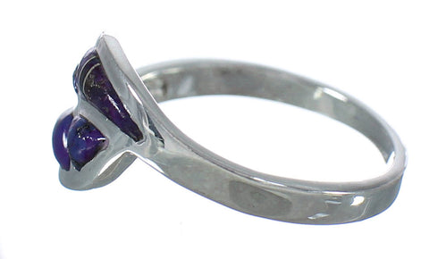 Southwestern Magenta Turquoise Inlay Genuine Sterling Silver Jewelry Ring Size 8-1/4 QX74474